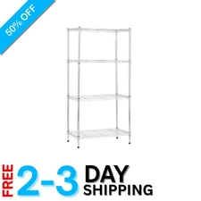 Durable 4-Tier Chrome Wire Rack – 200 lb Capacity Per Shelf, Ideal for Any Room
