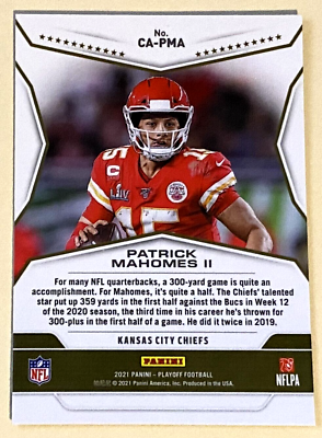 PATRICK MAHOMES II 2021 PANINI PLAYOFF CALL TO ARMS INSERT PATRICK MAHOMES II 2021 PANINI PLAYOFF CALL TO ARMS INSERT