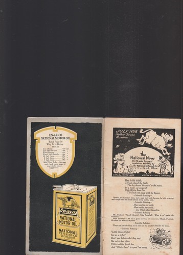 Folleto publicitario nacional de aceite de motor con calendario de julio de 1918 - Imagen 2 de 2