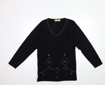 Berkertex Damen schwarz V-Ausschnitt Acrylmischung Pullover Größe 10