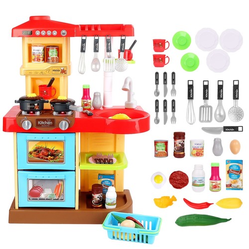 Kitchen Playset Toy Pretend Food with Sounds and Lights Role Playing Game Pre...
