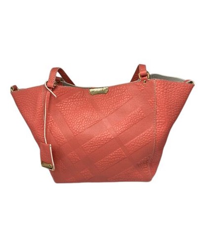 BURBERRY                    Tote bag with embossed check pattern and pouch, made