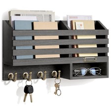 Rustic Key Holder with Mail Organizer Shelf