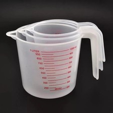 3Pcs Measuring Cups Set 250/500/1000ml Plastic Liquid Measuring Beaker Baking