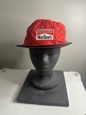 Vintage Marlboro Red Cigarettes Adventure Team Hat Cap Yellow Strap Back