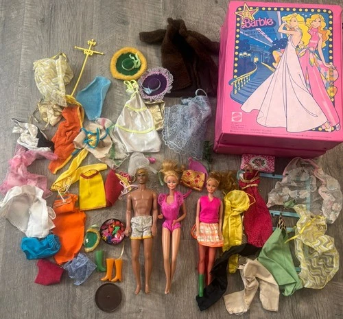 Lot Of Vintage 60s, 70s Barbie And Ken With A Bunch Of Accessories