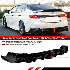 For 25-26 Toyota Camry Yofer Gloss Black Rear Bumper Diffuser Replacement W Led