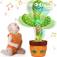 Keculf Singing Cactus Toy, Talking LED Toy with Audio Recording Mimic Green