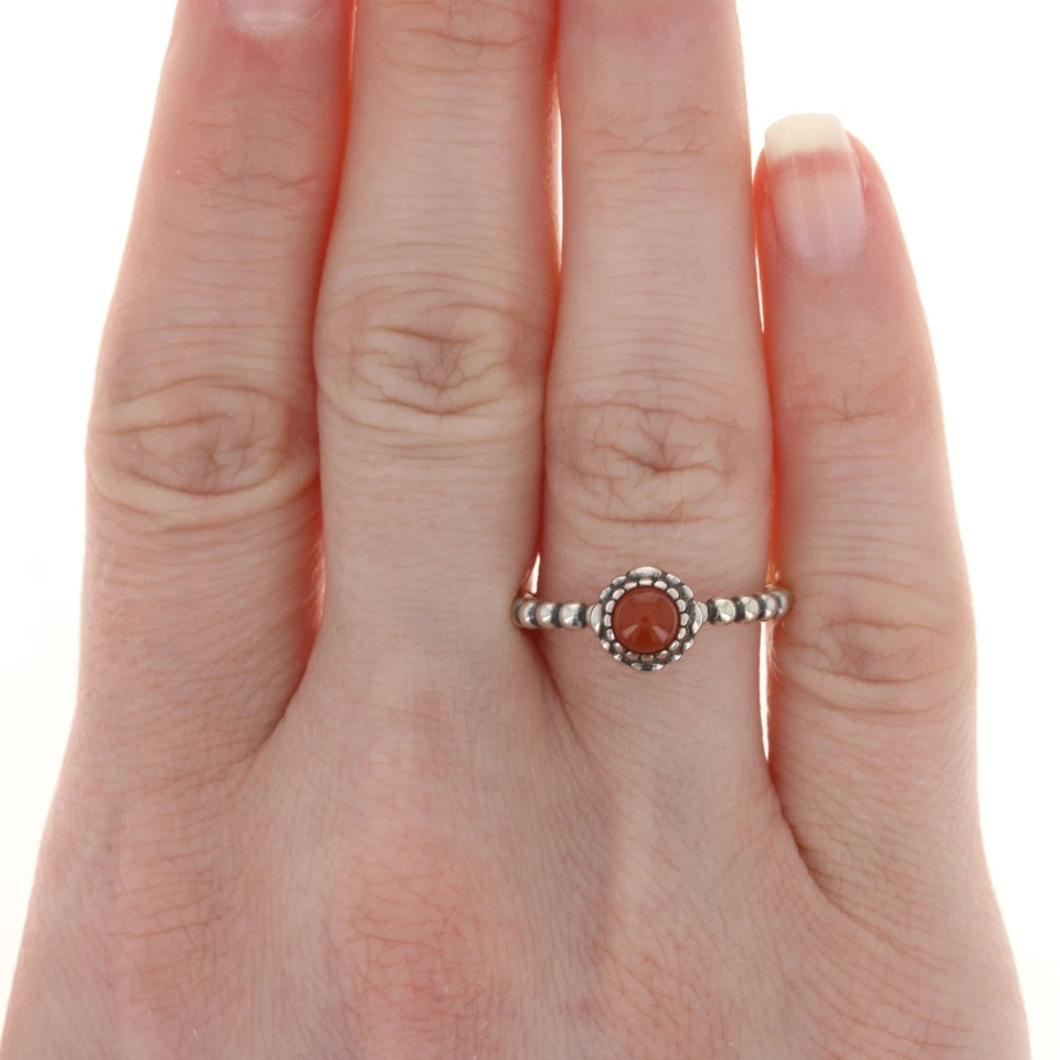 NUEVO Anillo Pandora Cornalina - Banda de Plata Esterlina Talla 54 Para Mujer 190854CAR Foto 2 de 4