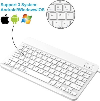 PINKCAT Bluetooth Tastatur Ultra Slim Kabellos UK Layout Weiß