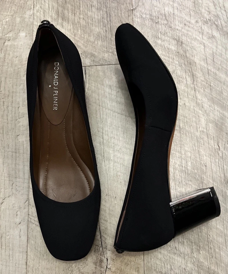Zapatos de salón Donald Pliner Corin negros sin cordones de tacón bloque zapatos de carrera para mujer talla 9,5 M Foto 2 de 4