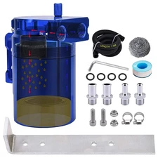 Universal Oil Catch Can Tank Filter Baffled With Hose Kit （Blue）
