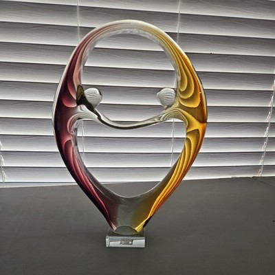 Diamond Star Corp Murano Style Hand Blown Dancing Couple Two People Brown Gold