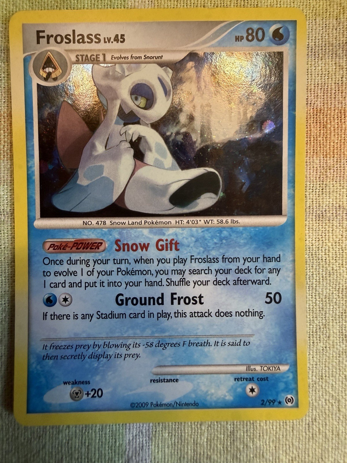 2009 Platinum Arceus Froslass LV.45 2/99 Holo Rare NM Condition