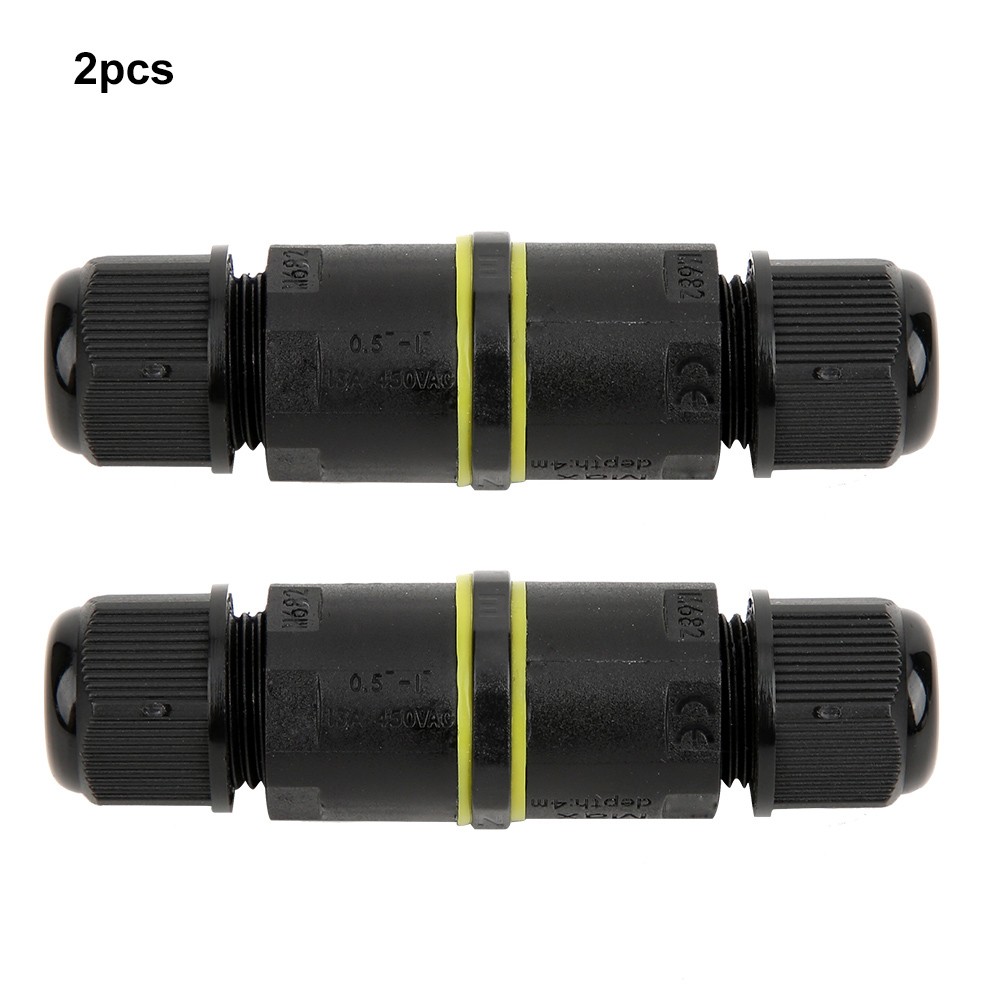 2Pcs Outdoor IP68 Waterproof 3 Pin Junction Box Electrical Cable Wire Connector