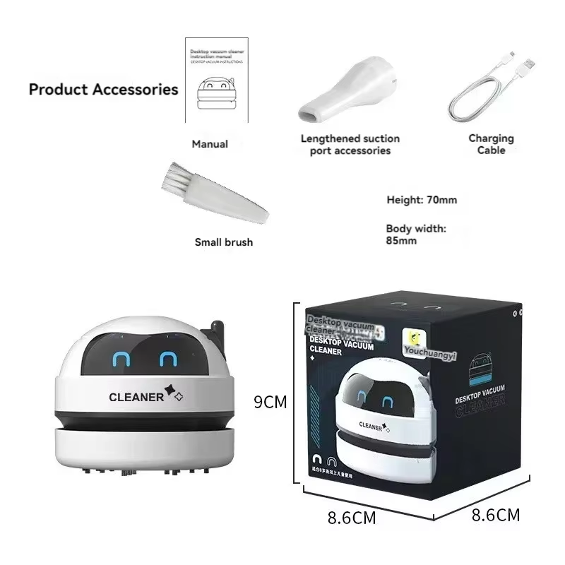 Mini Desktop Vacuum Cleaner Cordless USB Rechargeable Keyboard Car ...