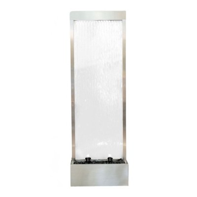 XBrand 68'' Steel/Glass Free-Standing Waterfall Fountain CA-STE-1455-SIL-COMBO-1