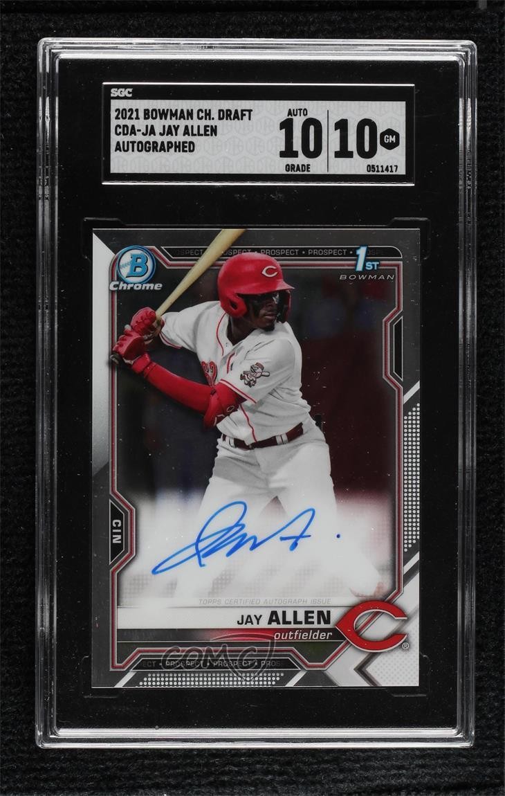 2021 Bowman Draft Chrome Draft Pick Auto Jay Allen #CDA-JA SGC 10 GEM Auto 6zy