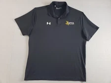 Under Armour Men Polo Shirt XL Black HeatGear Performance Loose Fit BPGS Logo