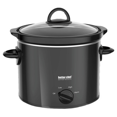 Better Chef 3-Quart Round Slow Cooker w Removable Stoneware Crock and 3 Settings