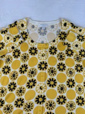 Charter Club Button Up Sweater Cardigan Women 2xL Yellow W/ Flowers Rhinestones