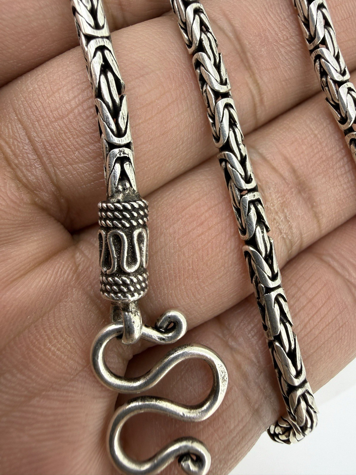 Solid Sterling Silver 925 Byzantine Chain Necklac… - image 8