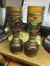 Lámparas de aceite Mimi Hurricane vintage de vitrales sintéticos marca velero años 60