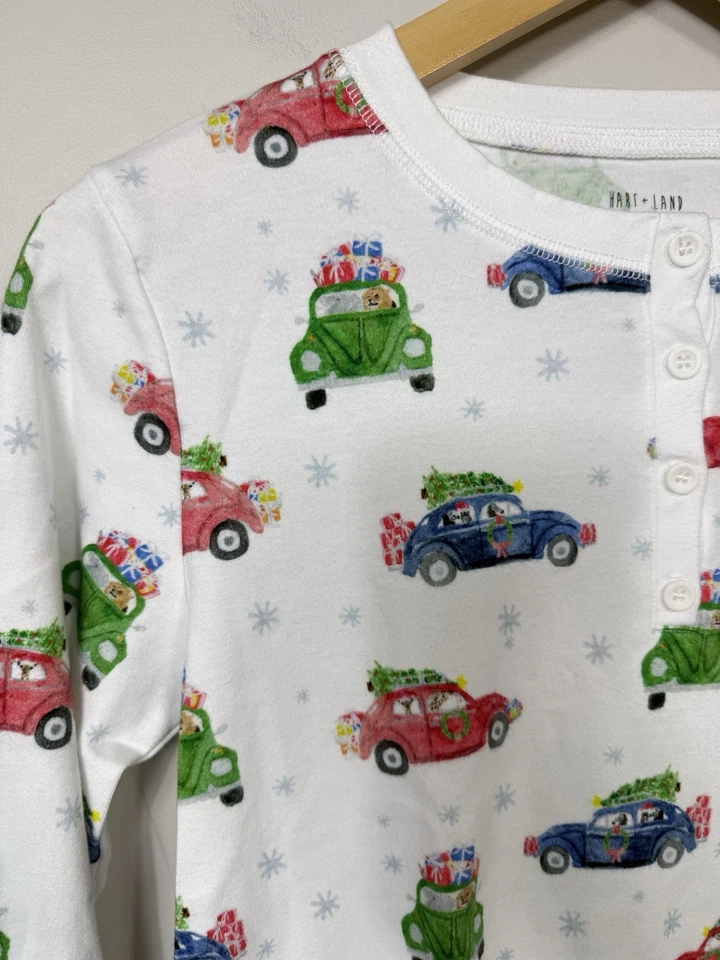 Juego de pijama Hart + Land Navidad 2 piezas niños camiones medianos perros vacaciones preppy Foto 3 de 4