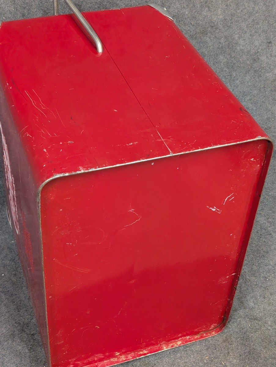 Vintage Drink Red Coca Cola Cooler Icebox Metal Action Mfg 1950's