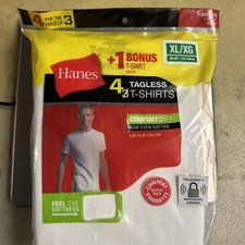 Hanes Men's Tagless Comfortsoft crewneck T-Shirt-White, SIZE XL 46-48  , 4-Pack