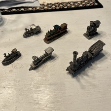 Vintage Pewter Metal Train Engines Miniature LOT OF 6