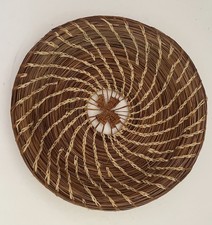 Vintage Round Pine Needle Woven Basket Wall Decor 9.5  SALE 