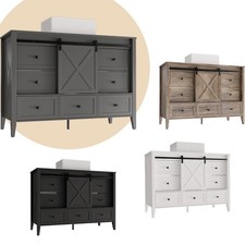 48" Multicolor Bathroom Vanity Cabinet with Sink Ceramic Freestanding 7 Drawers