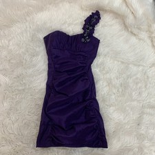 y2k purple one shoulder mini dress size 5