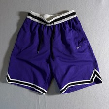 Nike Mens Dri-Fit Basketball Shorts Purple Mesh Striped Zipper Pocket Small