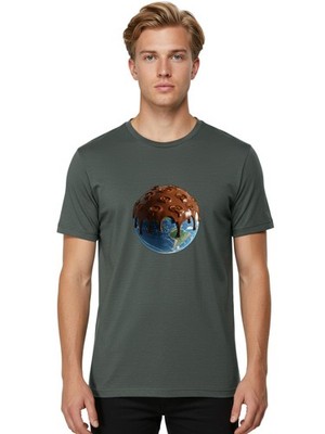 Chocolate-Planet-Earth Mens Graphic Tee, 100% Cotton, Casual Summer Wear