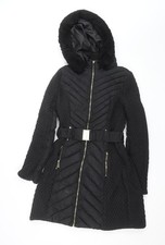 Karen Millen Damen schwarz lang Gürtel Kapuz...