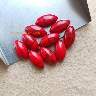 Red Howlite Marquise Cabochon 5x10mm To 12x24mm Natural Loose Gemstone
