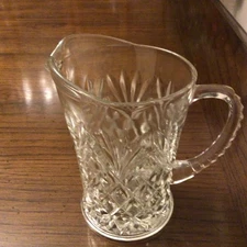Vintage Cut Glass Pitcher. 5 in height. Heavy. Estate Sale.