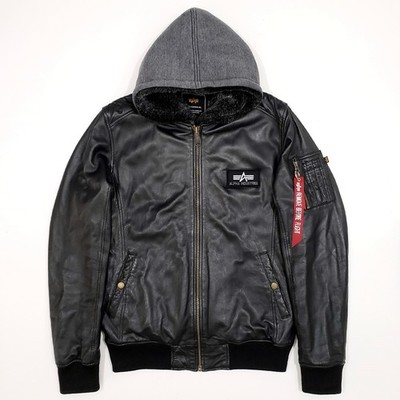 ALPHA INDUSTRIES MA-1 Real Leather Bomber Jacket Quilt Lined