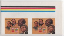 ANTIGUA & BARBUDA GANDHI MAO JFK CHURCHILL 1970s S/S PROOF PAIR VERY RARE