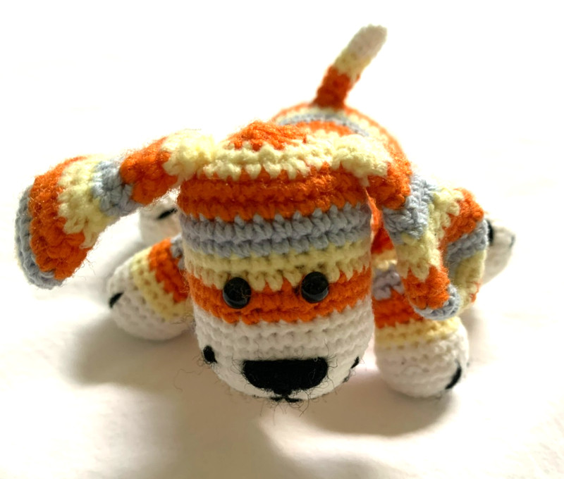 Small Handmade Crochet Stuffed Dog Gift Toy Amigurumi 4.5" in Length