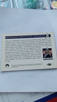 Impel Star Trek Engineering Plans U.S.S. Enterprise Non-Sport Card 1991
