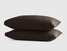 NWOT Quince Set 2 King Crisp Percale Pillowcase Espresso