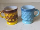 Vintage MCM 2 Pc Fire King Kimberly Diamond Mugs Anchor Hocking Coffee Cups