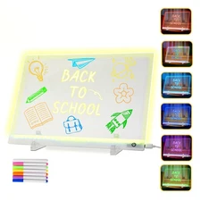 LED Note Board with Colors LED Drawing Board Dry Erase Board with Light for O...