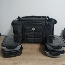Six Pack Fitness Black Meal Prep Bag Gym Bag Portable Lunch Box With Containers 