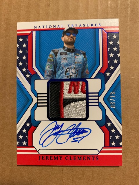 2025 JEREMY CLEMENTS NATIONAL TREASURES RACE USED & AUTOGRAPHED CARD 03/13