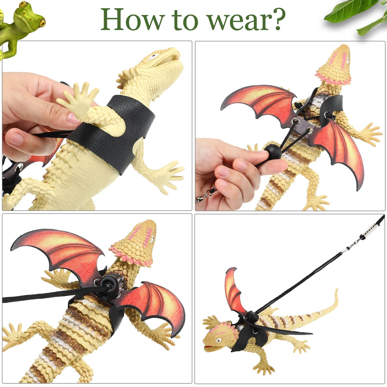 Chivao 5 Pieces Bearded Dragon Accessories Toy Set Bearded Dragon Leashes and Ha