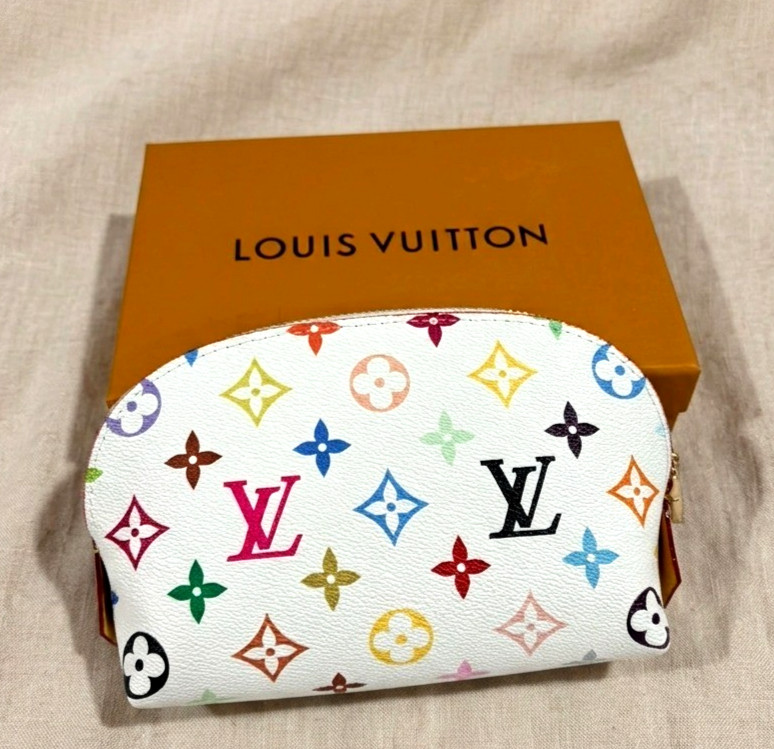 LOUIS VUITTON  Multicolor Pochette Cosmetic PM Pouch White
